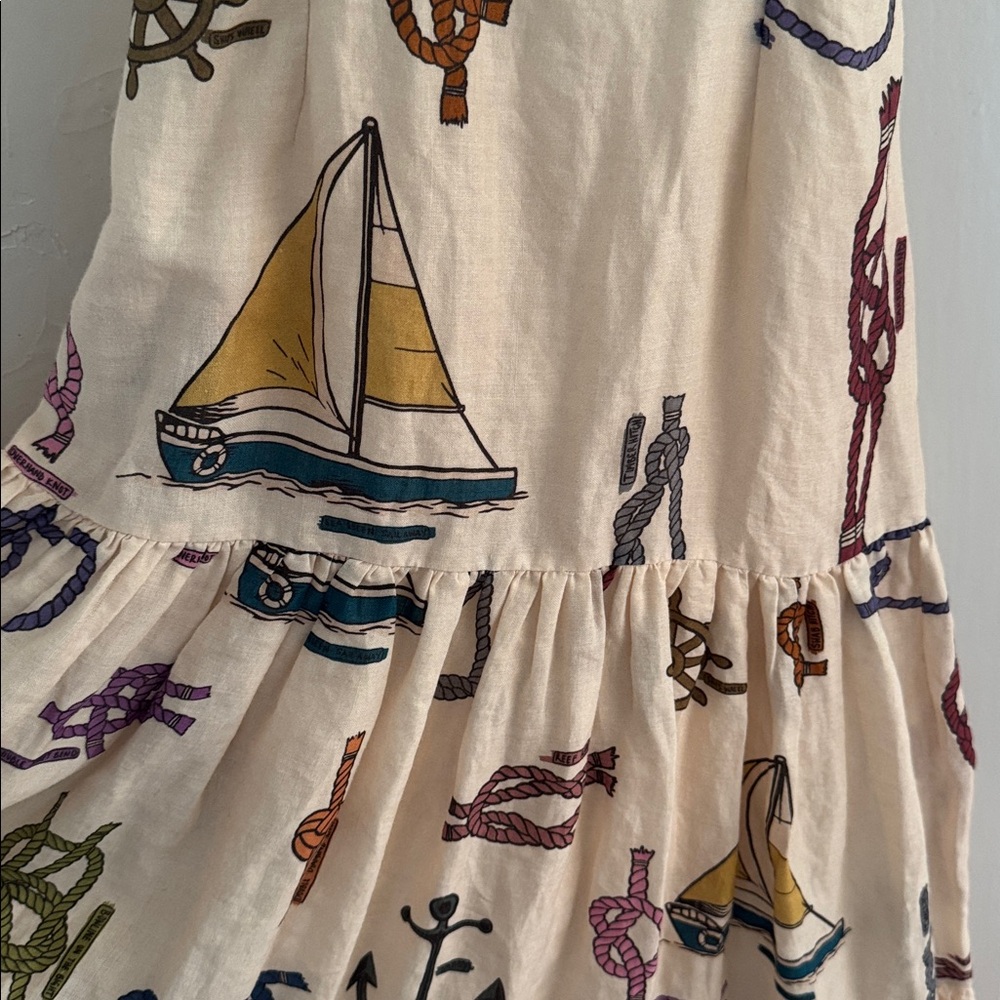 ALEMAIS “Ships Ahoy” Sundress - Nautical Print Cream Dress- Cut Out - Picture 6 of 11